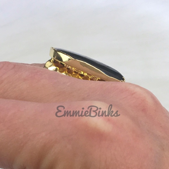 New Natural Labradorite Crystal Cocktail Ring / Water Drop Statement Ring - Picture 11 of 14